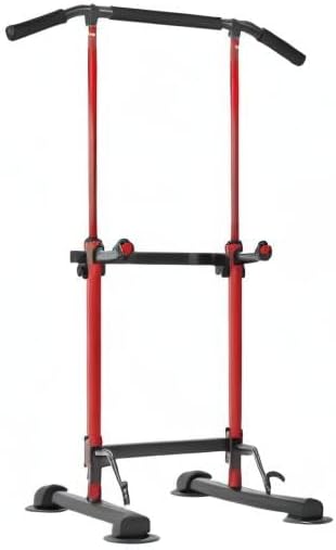 DlandHome Power Tower Pull Up Bar Dip Station,Adjustable Height Dip Stand | Multi-Function Fitness Equipment for Strength Training Home Gym,Stable Steel Frame for Pull Ups Dips Push Ups,Supports 330LBS