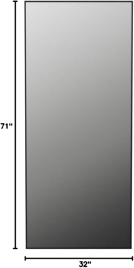 Beauty4U 71" x 32" Full Length Mirror with Stand, Black Large Floor Mirror | Standing, Leaning, or Wall-Mounted Tempered Glass Full Body Mirror with Metal Frame for Bedroom, Closet, Modern Home Decor