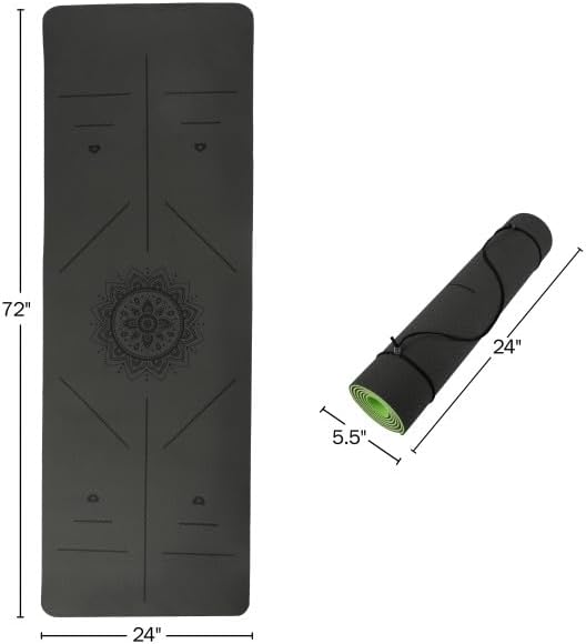 Non-Slip Yoga Mat with Alignment Marks – Lightweight Exercise Mat with Carry Strap for Home Workout or Travel by Wakeman Outdoors