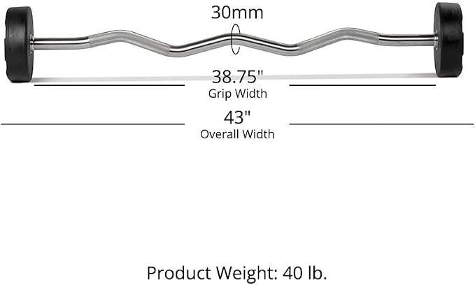 Titan Fitness Rubber Curl Fixed Barbells, Pre-Loaded Weight Bar for Strength Training & Weightlifting