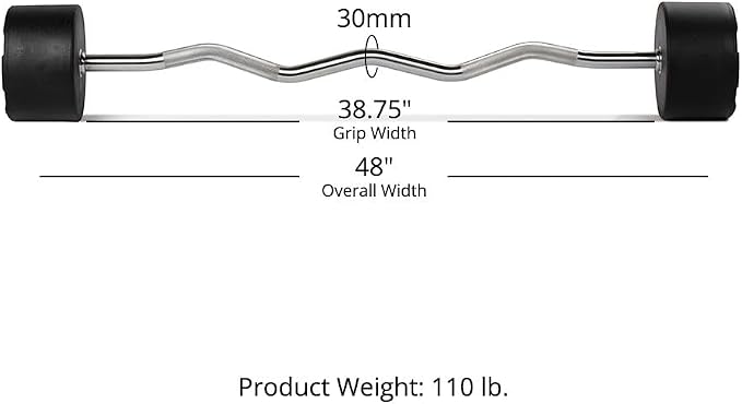 Titan Fitness Rubber Curl Fixed Barbells, Pre-Loaded Weight Bar for Strength Training & Weightlifting