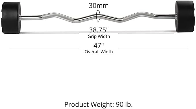 Titan Fitness Rubber Curl Fixed Barbells, Pre-Loaded Weight Bar for Strength Training & Weightlifting