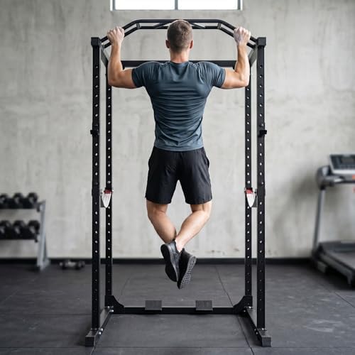 Fitvids Multiple Specifications Power Cage Squat Rack, Includes J-Hooks and Safety Straps, Other Optional Accessories