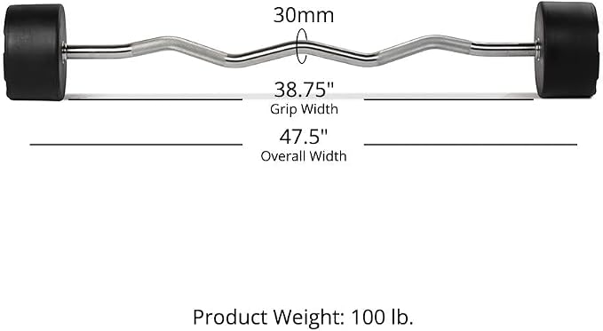 Titan Fitness Rubber Curl Fixed Barbells, Pre-Loaded Weight Bar for Strength Training & Weightlifting