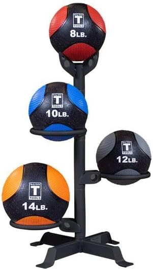 Body-Solid (GMR5B) Short Medicine Ball Stand - Compact Vertical Storage Rack for 3 Exercise Balls with 360° Pivoting Rings - Home & Commercial Gym Equipment, Black