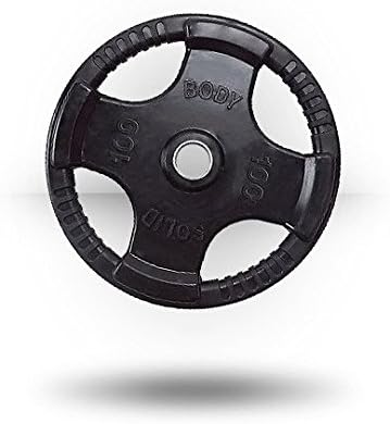 Body-Solid Rubber Coated Olympic Weight Plate (1), with Anti-Slip Grip - Perfect for Strength Training, Home Gym, and Barbell Workouts