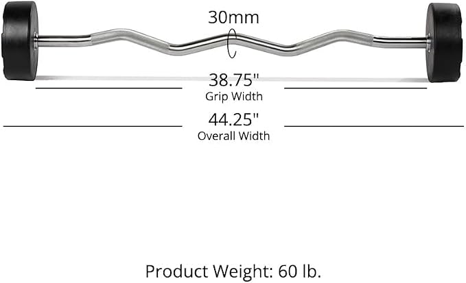Titan Fitness Rubber Curl Fixed Barbells, Pre-Loaded Weight Bar for Strength Training & Weightlifting