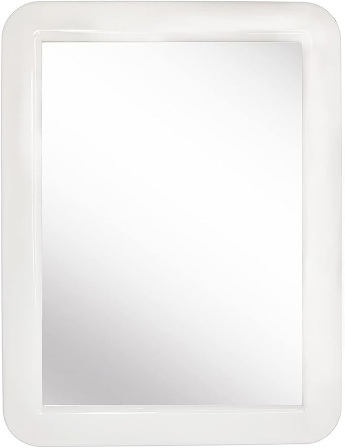 PTY Magnetic Real Glass Mirror for School or Gym Locker, 5" x 7" White Framed - Locker Accessory - Small Makeup Mirror for Fridge, Toolbox, Office Cabinet, Workshop