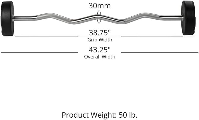 Titan Fitness Rubber Curl Fixed Barbells, Pre-Loaded Weight Bar for Strength Training & Weightlifting