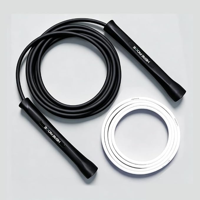 HEREROPE Adjustable Jump Rope – 5mm PVC Skipping Rope with Unbreakable Handles, Non-Kinking, Includes 1 Spare Rope for Indoor & Outdoor Fitness Training for Men, Women