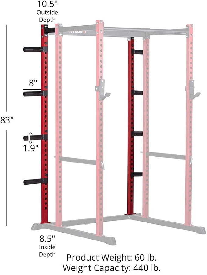 Titan Fitness T-2 Series Power Rack Extension Kit, 12-Gauge Steel Uprights, Bolt-Together Rack Expansion for Home Gym with Weight Plate Holders
