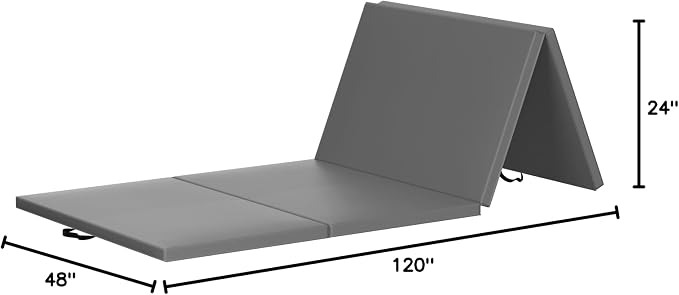 BalanceFrom 10x4 Feet 4-Panel Folding Gymnastics Mat – 2-Inch Thick Pad with Vinyl Surface and Carrying Handles for Tumbling, Yoga, Pilates, Home Workouts, and Martial Arts