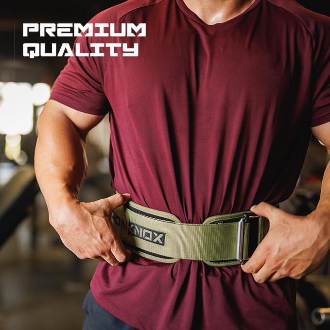 Premium Weight Lifting Belt, 4 Inch Weight Belt for Men and Women with Self Locking Metal Buckle for Maximum Support, Weightlifting Belt for Squat or Deadlift, Durable Gym Belt for Men