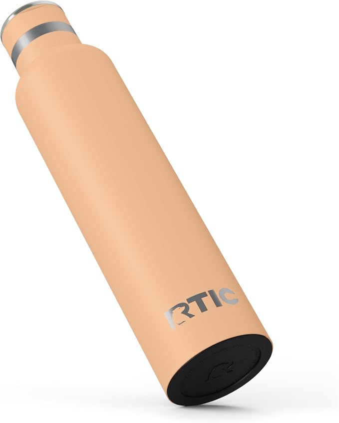 RTIC 26oz Journey Water Bottle Ceramic Lined Metal Stainless Steel Vacuum Insulated, BPA Free, Reusable, for Water, Hot and Cold Drinks, Travel, Sports, Camping, Peach Tea