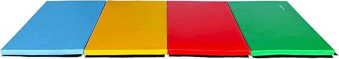 BalanceFrom 10x4 Feet 4-Panel Folding Gymnastics Mat – 2-Inch Thick Pad with Vinyl Surface and Carrying Handles for Tumbling, Yoga, Pilates, Home Workouts, and Martial Arts
