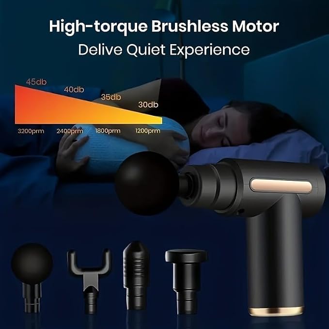 Portable Massage Gun Deep Tissue,Percussion Handheld Muscle Massager Tool, Ideal Gifts for Home & Travel (Black)