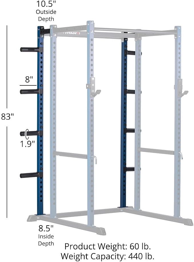 Titan Fitness T-2 Series Power Rack Extension Kit, 12-Gauge Steel Uprights, Bolt-Together Rack Expansion for Home Gym with Weight Plate Holders