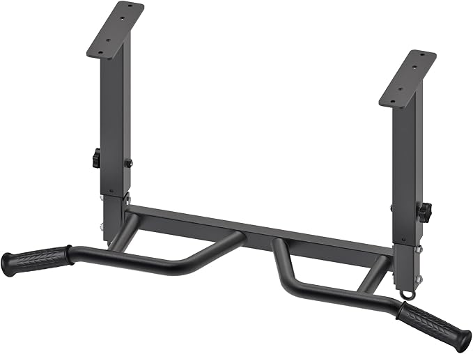 SELEWARE Heavy Duty Welded Pull Up Bar Wall/Joist/Ceiling Mount Chin Up Bar | Multifunctional Pull-up Bars w/Resistance Band Hooks for Home Gym Strength Training, Sturdy Steel Construction Support 500 lb