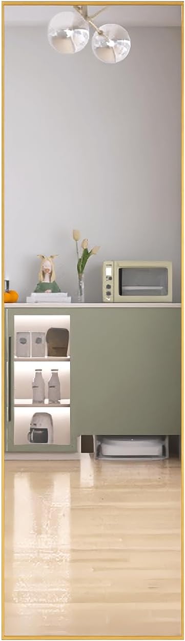 Beauty4U 59" x 16" Full Length Mirror with Stand, Gold Floor Mirror | Standing, Leaning, or Wall-Mounted Tempered Glass Full Body Mirror with Metal Frame for Bedroom, Closet, Modern Home Decor