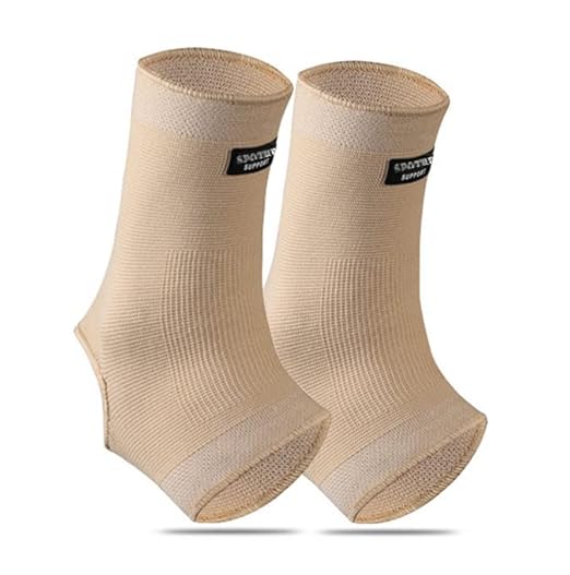 SPOTBRACE Ankle Brace Compression Sleeve, Ankle Support For Women Men 2Pack | Elastic, Open Heel, Beige, Breathable, Thin, Soft, Foot Compression Sock Wrap for Swelling, Plantar Fasciitis, Sprain, Size L
