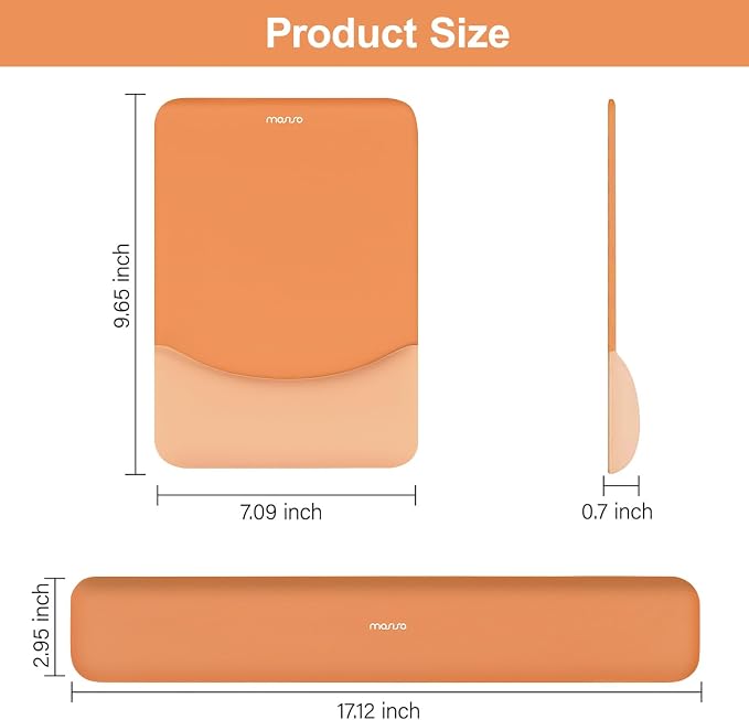 MOSISO Wrist Rest Support Mouse Pad & Keyboard Set, Cosmic Orange | Rectangular Ergonomic Mousepad, Non-Slip Base, Home/Office Pain Relief & Easy Typing, Neoprene Cloth & Raised Silicone Lining