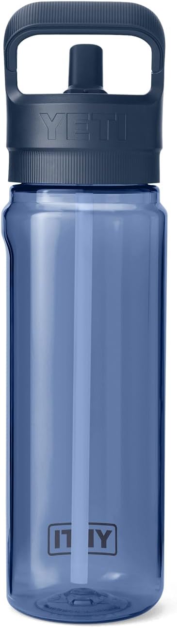 YETI Yonder 750 ml/25 oz Water Bottle with Yonder Straw Cap, Navy
