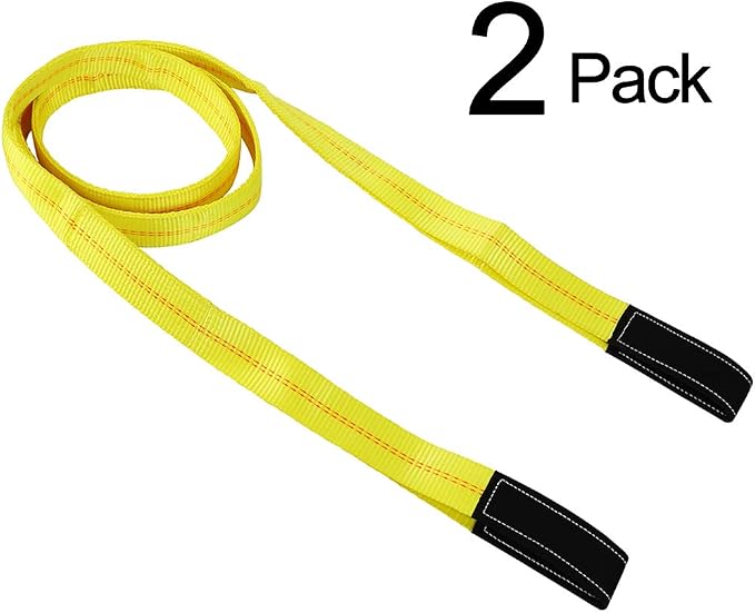 Trekassy 2 Pack 10' x 2" Lifting Sling Straps, 10ft Lifting Straps with 12,400lbs Max Basket Rated Capacity, Heavy Duty Nylon Tree Saver Recovery Strap Web