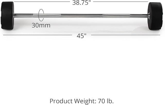 Titan Fitness Rubber Curl Fixed Barbells, Pre-Loaded Weight Bar for Strength Training & Weightlifting