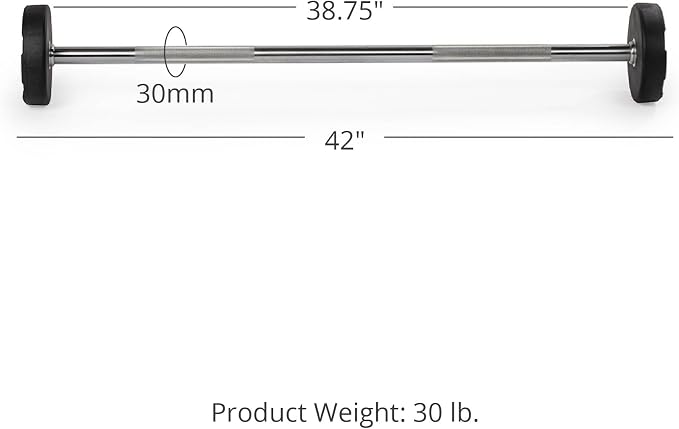 Titan Fitness Rubber Curl Fixed Barbells, Pre-Loaded Weight Bar for Strength Training & Weightlifting