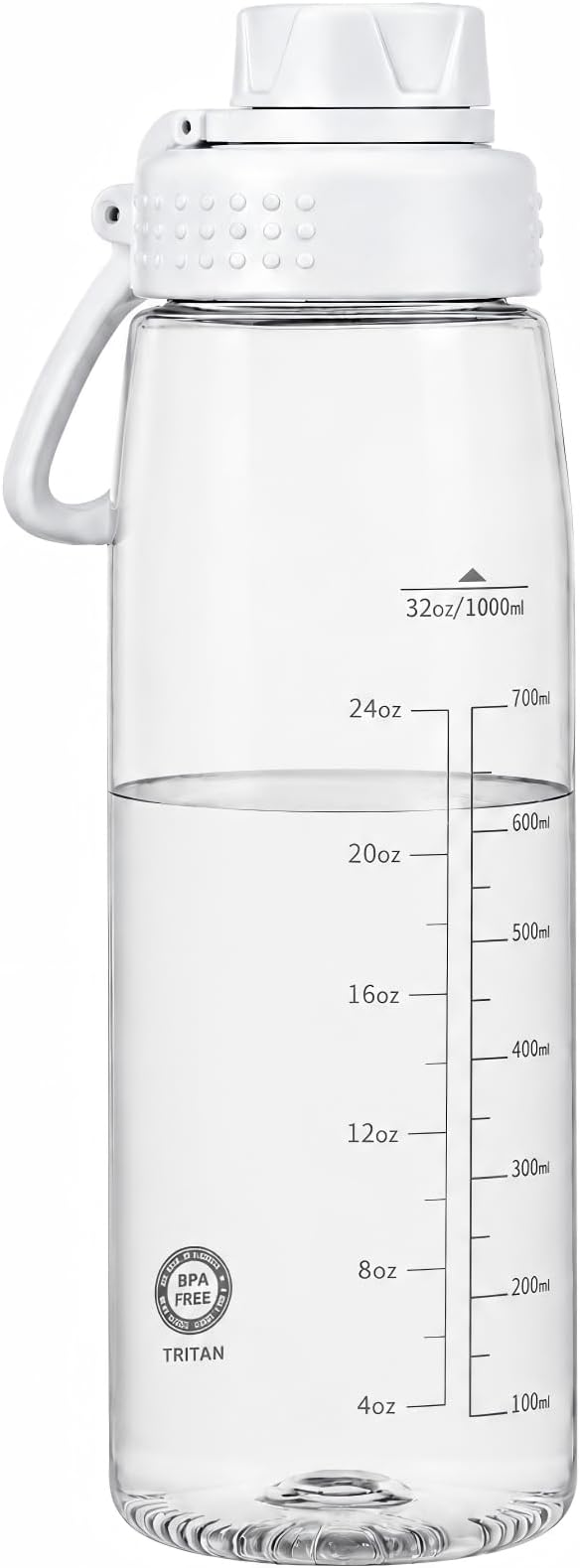 32oz Clear Water Bottle - BPA-Free Tritan Plastic, Fast Flow Spout Lid, Wide Mouth & Leakproof Design Hiking Water Bottle Suitable for Travel, Outdoors, Gym, Travel, Home, School(Clear)