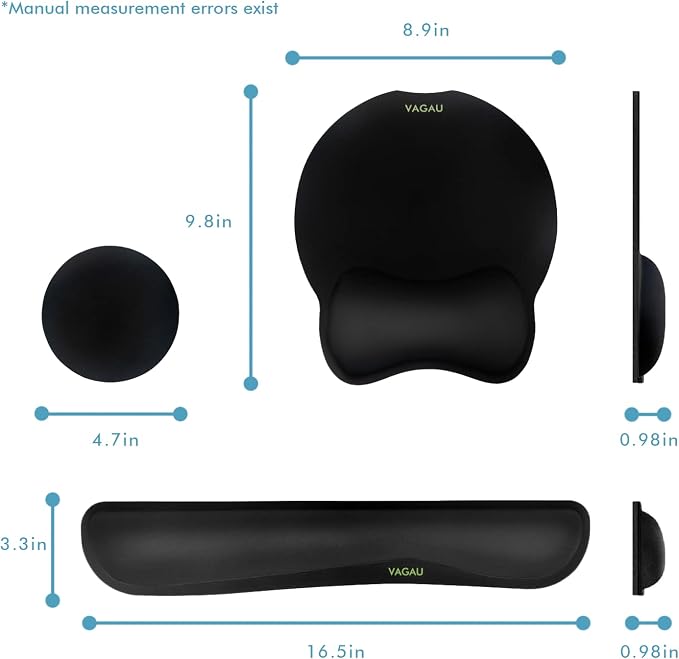 VAGAU Premium Keyboard Wrist Rest and Mouse Pad Wrist Support | Ergonomic Memory Foam Set for Office, Laptop, Mac, Computer and Gaming, Comfortable Typing &Wrist Pain Relief