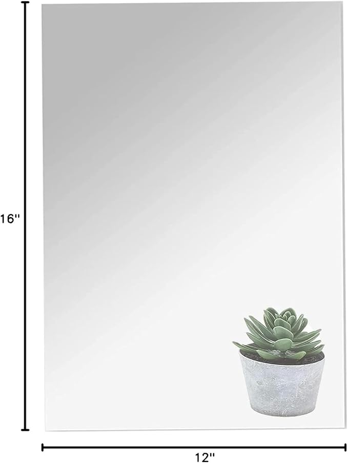 16" x 12" x 1Pcs Acrylic Mirror Sheet, Decorative Wall Mirror | Flexible Body Mirror Tiles with Self Adhesive Tapes, Non Glass Mirror Stickers for Bathroom Bedroom Home Wall Decor
