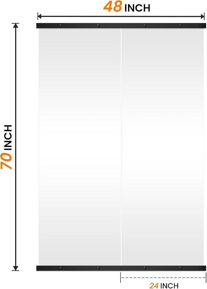 Home Gym Mirror for Wall, 70x24x2PCS Frameless Full Length Mirror, Black | HD Shatterproof Glass, Easy Wall Mount, Large Body Mirrors for Home Gym, Workout, Bedroom, Garage