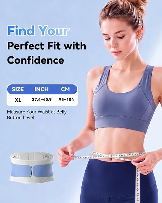 Ultra-Thin Lower Back Support Belt for Sciatica Pain Relief Brace | Breathable,Ergonomic Curve Panel,Adjustable Lumbar Support for Men & Women Sitting, Working and Sports.Fits:Waist 37.4-40.9"