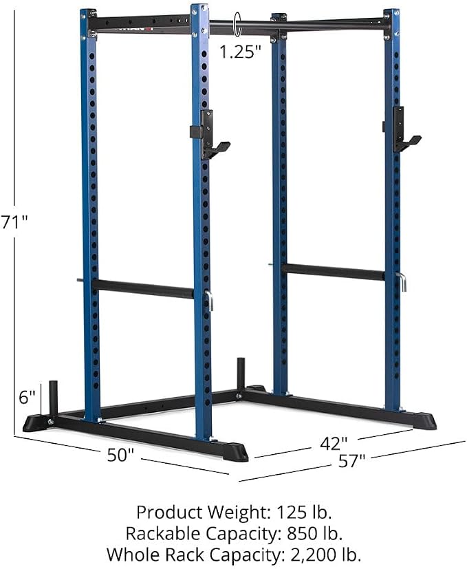 Titan Fitness T-2 Series Short Power Rack, Skinny Pull Up Bar, Pin and Pipe Safeties, Standard J-Hooks, for Home Garage Gym Weightlifting and Strength Training