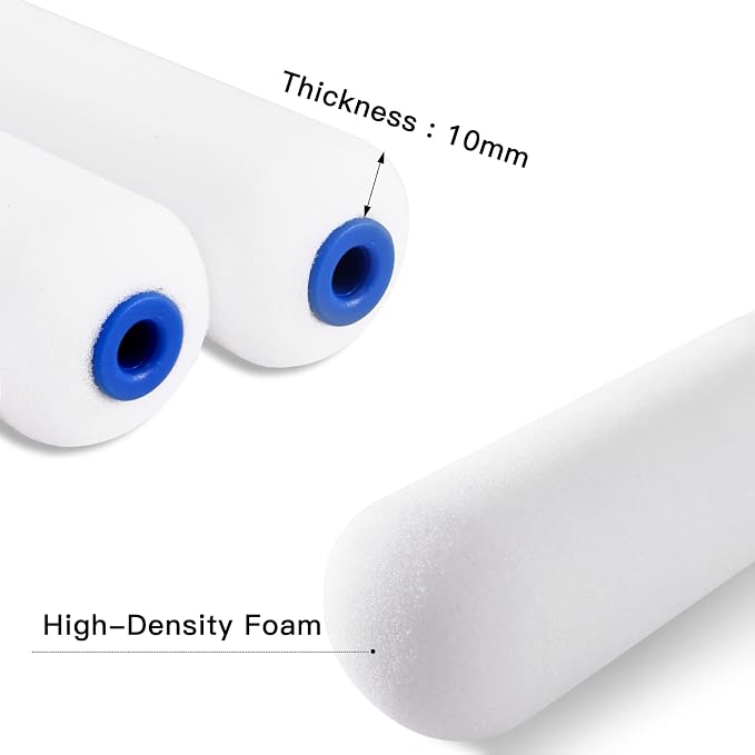 Mister Rui Mini Foam Paint Roller, 30 Pack, 4 Inch Small Paint Roller | High Density Mini Foam Rollers for Painting Walls, Trim, Cabinets, Doors, Professional or DIY Use and Home Improvement
