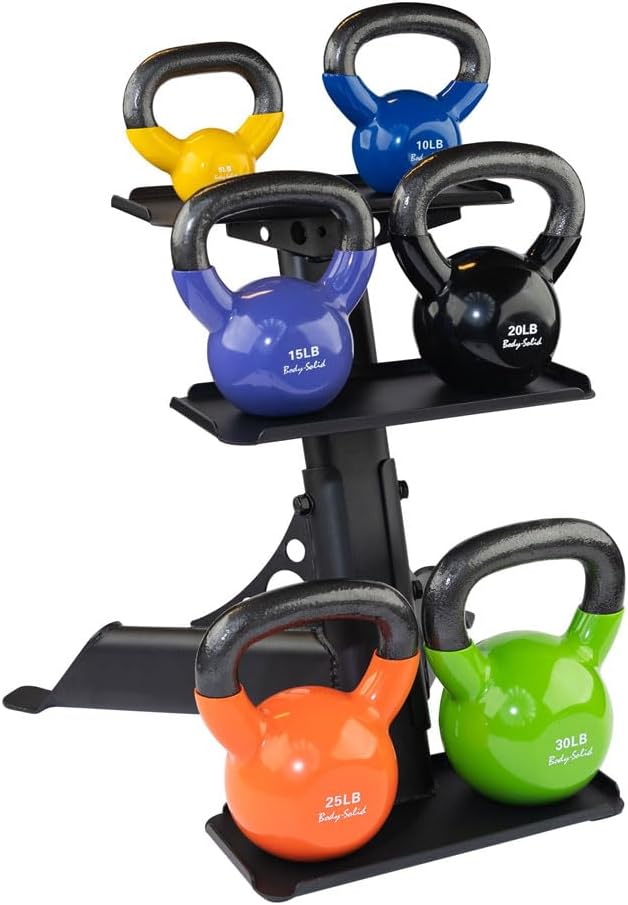 Body-Solid (GDKR50B) 3-Tier Kettlebell Rack - Compact, Durable Kettlebells Weight Stand for Home Gym, Fits 5-50 lb Kettle bells | Compact. Durable Kettlebells Weight Stand for Home Gyms. Fits 5-50 lb Kettle bells.