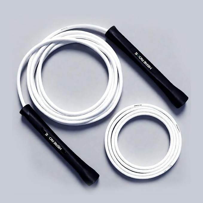 HEREROPE Adjustable Jump Rope – 5mm PVC Skipping Rope with Unbreakable Handles, Non-Kinking, Includes 1 Spare Rope for Indoor & Outdoor Fitness Training for Men, Women