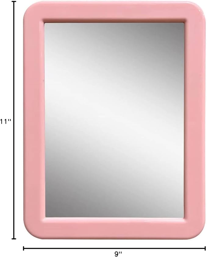 PTY Magnetic Real Glass Mirror for School or Gym Locker, 5" x 7" - Locker Accessory - Small Makeup Mirror for Fridge, Toolbox, Office Cabinet, Workshop (Cotton Candy)
