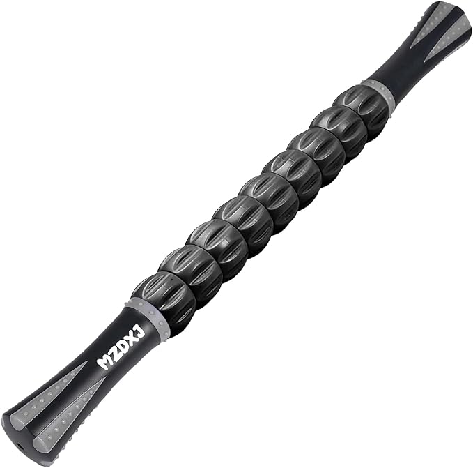 Muscle Roller Massage Roller Stick- Deep Tissue Fascia Blaster for Myofascial Pain Relief, Lymphatic Drainage & Body Sculpting, Handheld Physical Therapy & Recovery Tool (Gray Black-)