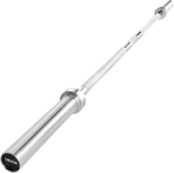 VEVOR 4FT/6FT Barbell Bar, Fits 2-Inch Weight Plates, Chrome Plated Barbell Bar with Knurled Grip for Strength Training, Weightlifting, Squat, Deadlift, Bench Press, Curl, Overhead Press, 500lbs Capacity