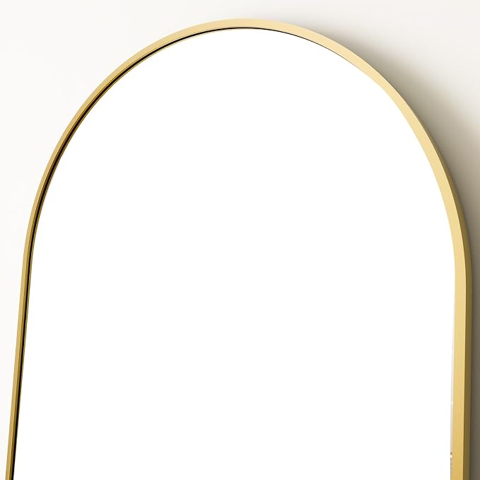 Arched Full Length Mirror 59"x16" Leaning Hanging for Decor Gold | Standing Body Mirror with Aluminum Frame for Bedroom Cloakroom Living Room Make-up Gift