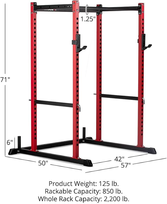 Titan Fitness T-2 Series Short Power Rack, Skinny Pull Up Bar, Pin and Pipe Safeties, Standard J-Hooks, for Home Garage Gym Weightlifting and Strength Training