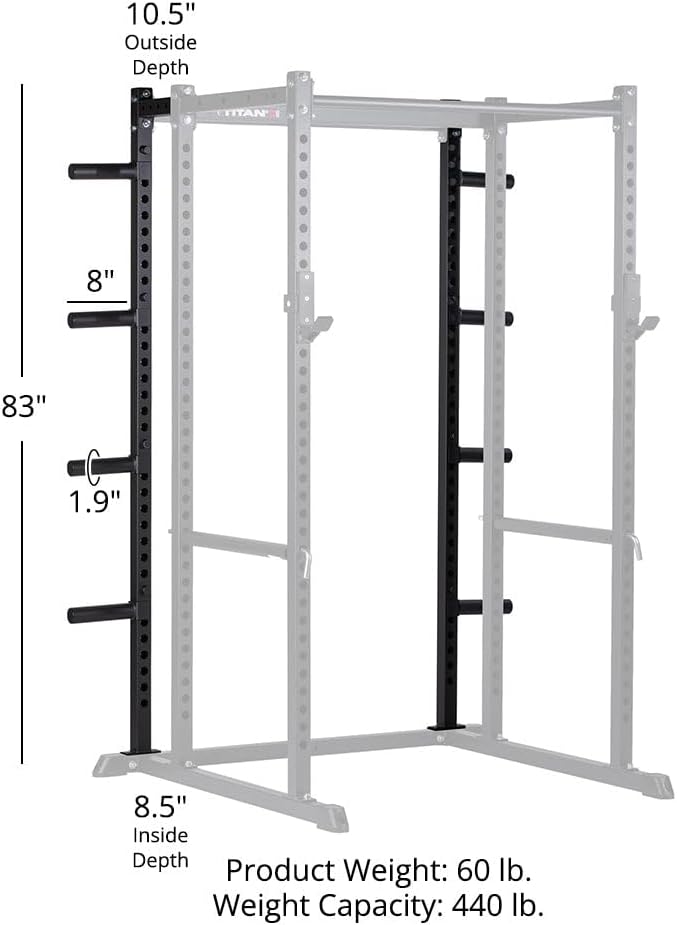 Titan Fitness T-2 Series Power Rack Extension Kit, 12-Gauge Steel Uprights, Bolt-Together Rack Expansion for Home Gym with Weight Plate Holders