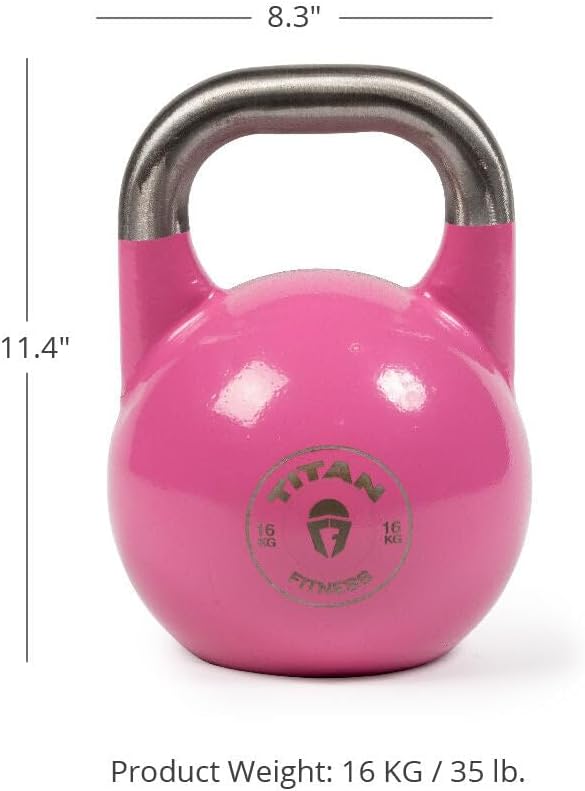 Titan Fitness Competition Kettlebell, Single Piece Casting, KG Markings, Full Body Workout