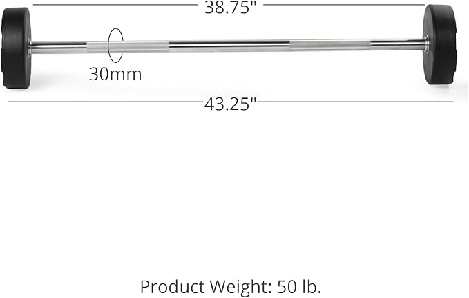 Titan Fitness Rubber Curl Fixed Barbells, Pre-Loaded Weight Bar for Strength Training & Weightlifting