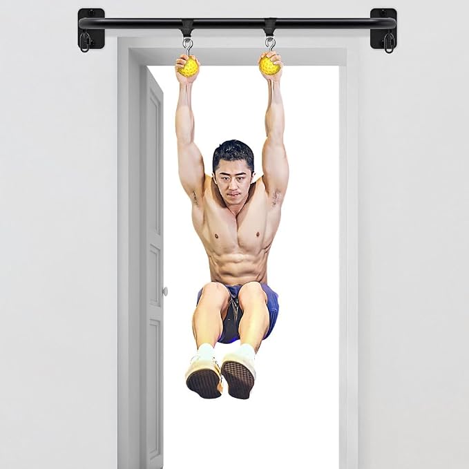 SELEWARE Heavy Duty Welded Pull Up Bar Wall/Joist/Ceiling Mount Chin Up Bar | Multifunctional Pull-up Bars w/Resistance Band Hooks for Home Gym Strength Training, Sturdy Steel Construction Support 500 lb