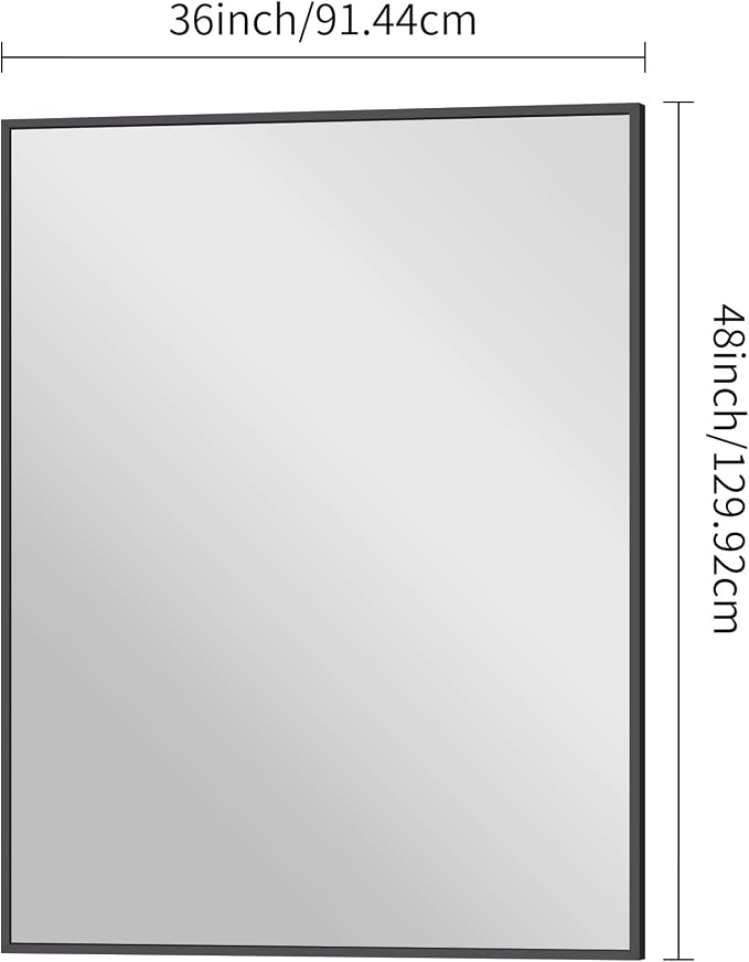 BONEWEI Bathroom Mirror,36x48 inch Large Wall Mirror for Bathroom Wall Mounted Black Rectangle Corner Mirrors,Black Bathroom Mirror for Living Room,Farmhouse,Bedroom Entryway,Horizontal/Vertical