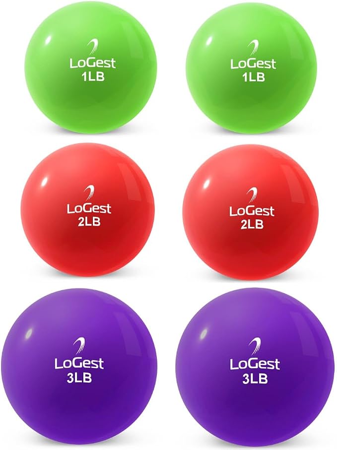 Logest Weighted Toning Exercise Balls Pair - Round Shape Medicine Ball - 1LB 2LB 3LB 4LB 5LB 6LB Available - Toning Muscle for Men & Women