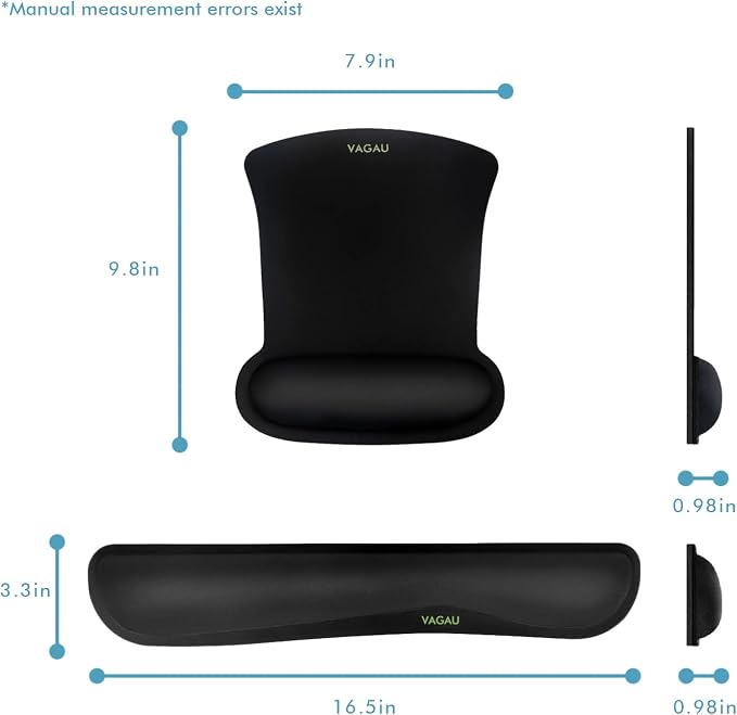 VAGAU Premium Keyboard Wrist Rest and Mouse Pad Wrist Support | Ergonomic Memory Foam Set for Office, Laptop, Mac, Computer and Gaming, Comfortable Typing &Wrist Pain Relief